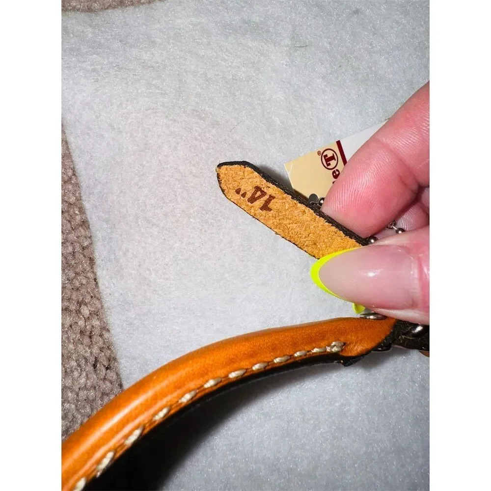 Circle T  Honey patina Leather Dog Collar 14" & 12” BOTH FOR 20 - Picture 3 of 8